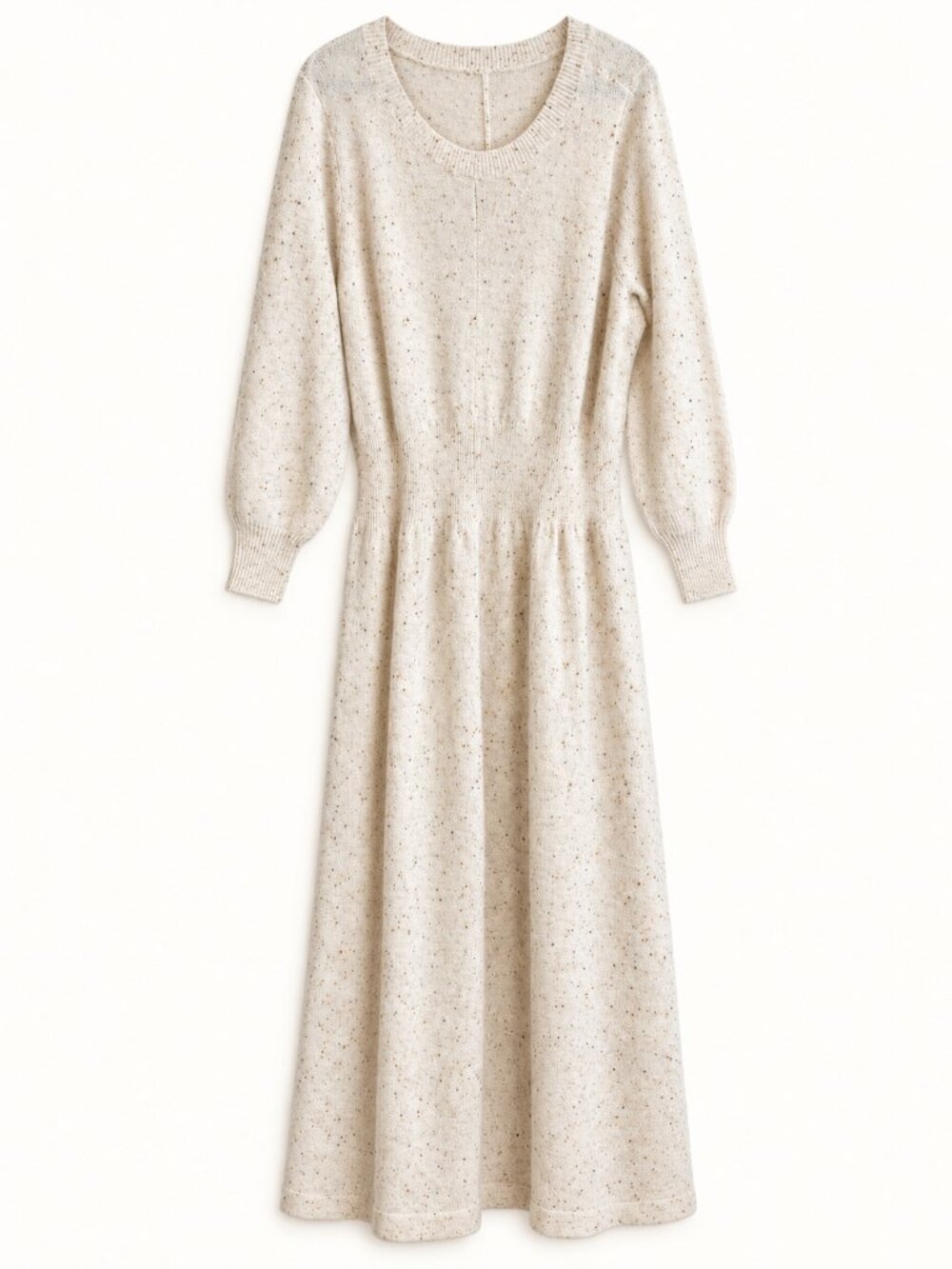 Me by Jennie Garth 2X Petite Ivory Flecked Long Sleeve Knit Maxi Dress